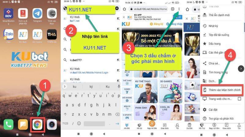 Tải Kubet App 12 Hướng dẫn lưu link Kubet về điện thoại android