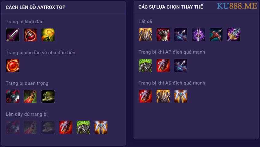 Tiêu điểm tướng: Hướng dẫn chơi Aatrox mùa 11 chi tiết nhất 3 Tùy đội hình và chiến thuật mà Aatrox nên build đồ phù hợp