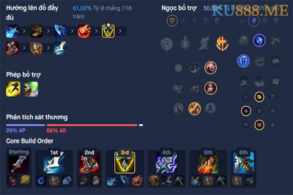 Bảng bổ trợ Ezreal mùa 11 - Xạ Thủ Cung Ánh Sáng 2 Phép bổ trợ phù hợp là Tốc Biến và Hồi Máu