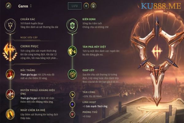 Bảng bổ trợ Garen đi top mùa 11 Bảng bổ trợ Garen đi top mùa 11