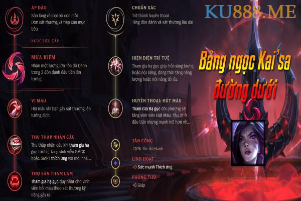 Bảng bổ trợ Kai'sa mùa 11 - Cỗ máy gây sát thương 2 Ngọc chính Áp Đảo giúp Kai'sa đi AD tốt hơn