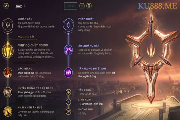 Bảng ngọc Jinx siêu carry Bảng ngọc Jinx siêu carry