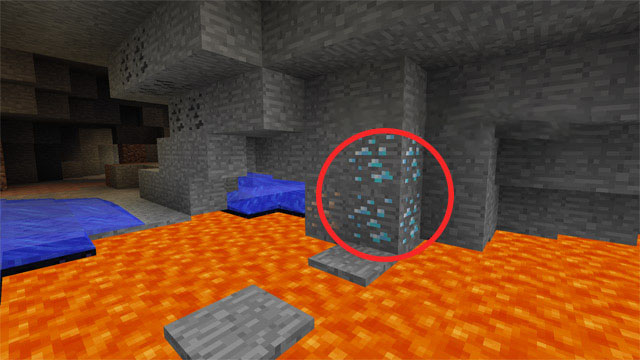 Cách kiếm kim cương trong Minecraft nhiều nhất có thể 3 Đào theo góc 45 độ