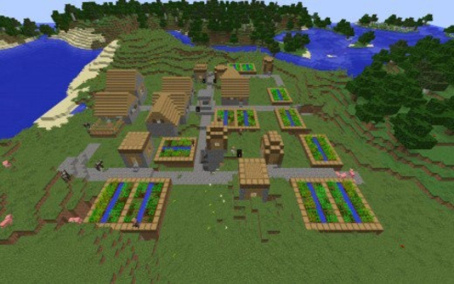 Cách tạo dân làng trong Minecraft - Tựa game mang tính sáng tạo hàng đầu 2 Ngôi làng trong Minecraft được đặt gần bờ sông