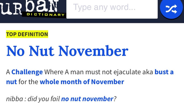 No Nut November là gì? Làm thế nào để vượt qua thử thách tháng 11 “chay tịnh” 2 No Nut November được cho là bắt nguồn từ MXH Urban Dictionary
