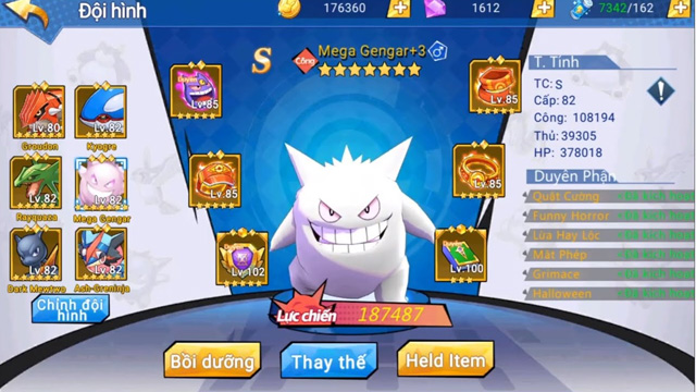 Bảo Bối Đại Chiến - Game chiến thuật đỉnh cao về chủ đề Pokemon 2 Mỗi Pokemon đều có thể trang bị thêm để tăng sức mạnh