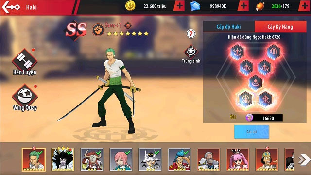 Tải Hải Trình Huyền Thoại, game One Piece đã chính thức ra mắt 3 Có nhiều cấp bậc thẻ tướng khác nhau, mỗi tướng đều có trang bị riêng