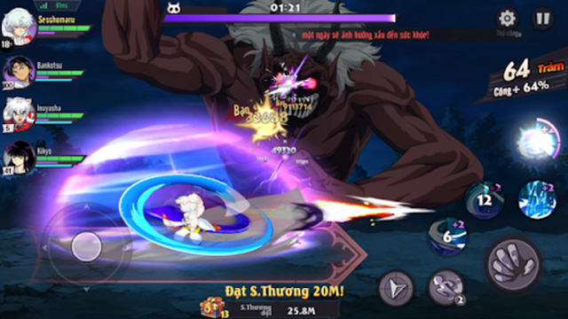 Hướng dẫn tải game Khuyển Dạ Xoa Truyền Kỳ trên điện thoại 2 Trong game bạn có thể kết hợp skill các nhân vật với nhau